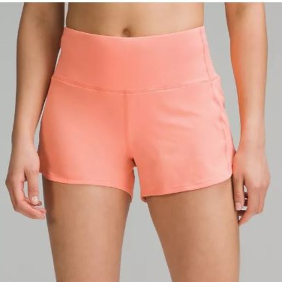 lululemon athletica Pants - Lululemon Sunny Coral Speed Up High-Rise Lined Short 4" Size 6 NWT